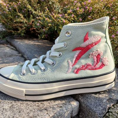 Custom Embroidery Converse, Converse High Neck Floral Embroidery