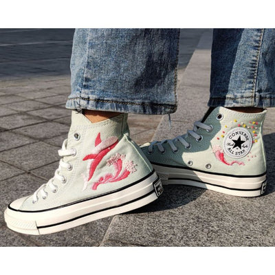 Custom Embroidery Converse, Converse High Neck Floral Embroidery