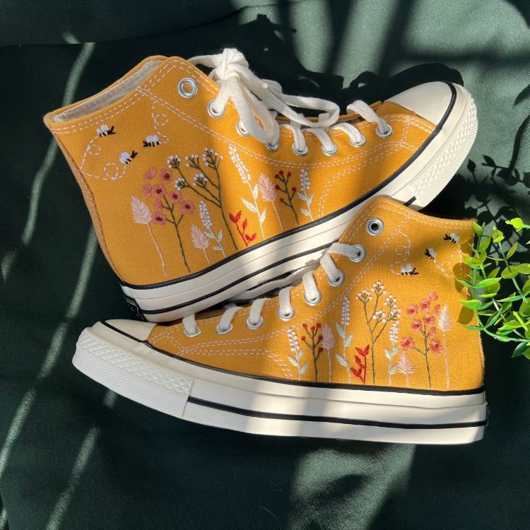 Converse Embroidered Clusters Of Sunflowers And Roses