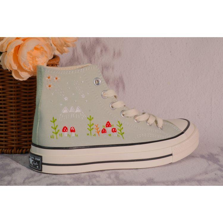 Custom Embroidery Converse, Converse High Neck Floral Embroidery