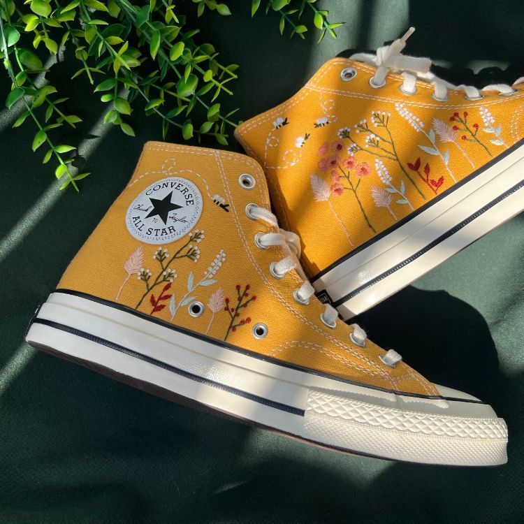 Converse Embroidered Clusters Of Sunflowers And Roses