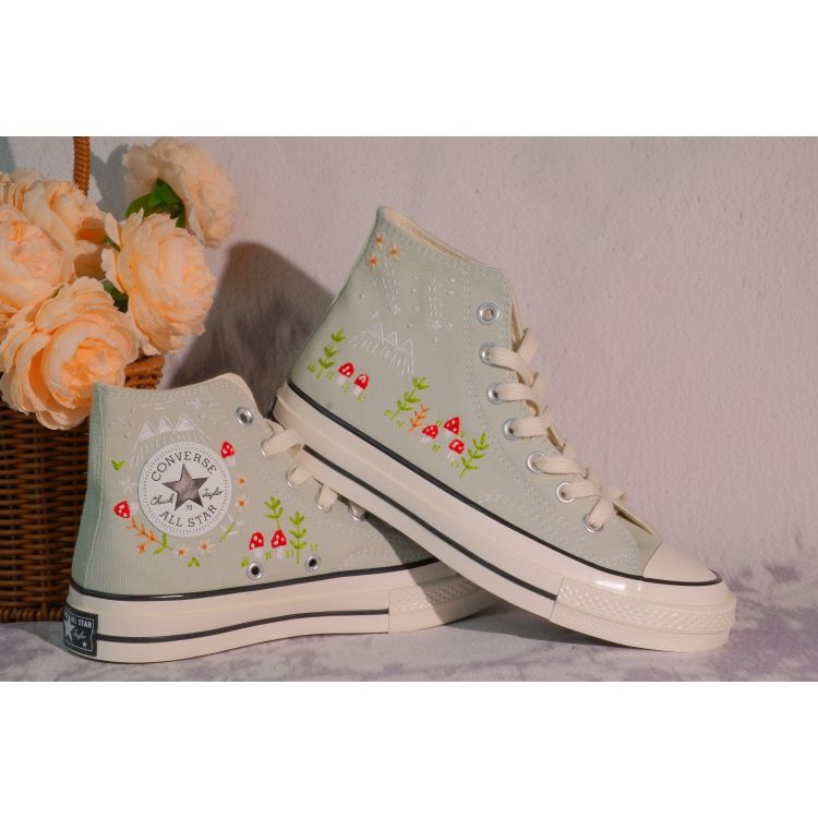 Custom Embroidery Converse, Converse High Neck Floral Embroidery