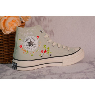 Custom Embroidery Converse, Converse High Neck Floral Embroidery