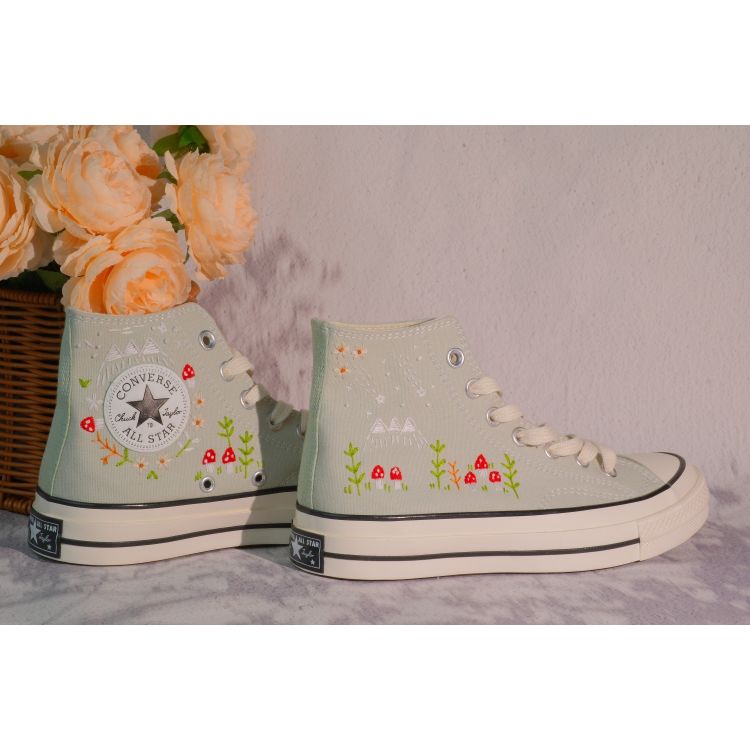 Custom Embroidery Converse, Converse High Neck Floral Embroidery