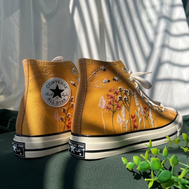 Converse Embroidered Clusters Of Sunflowers And Roses