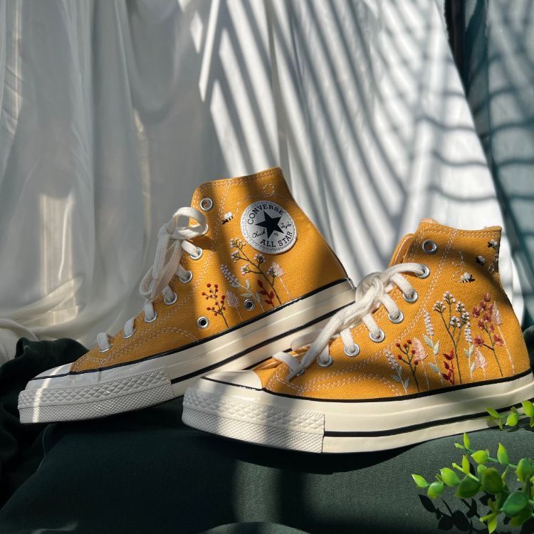 Converse Embroidered Clusters Of Sunflowers And Roses