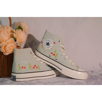 Custom Embroidery Converse, Converse High Neck Floral Embroidery