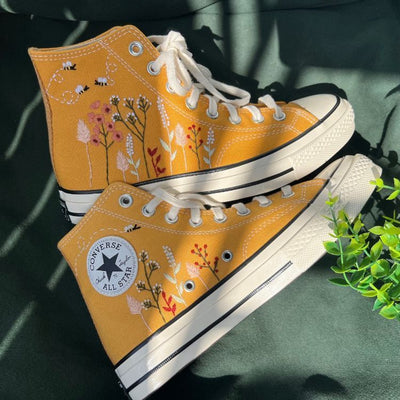 Converse Embroidered Clusters Of Sunflowers And Roses