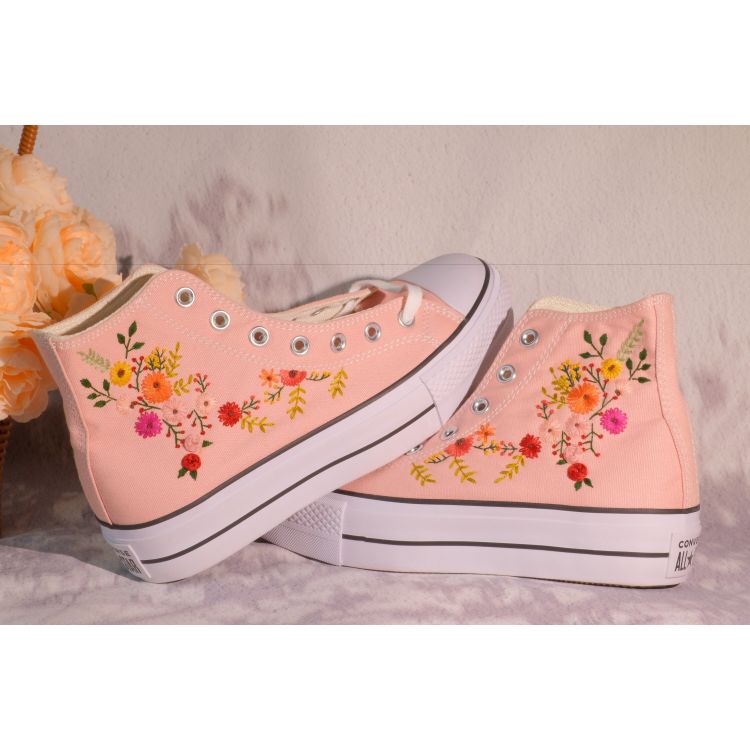 Custom Embroidery Converse, Converse High Neck Floral Embroidery