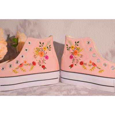 Custom Embroidery Converse, Converse High Neck Floral Embroidery