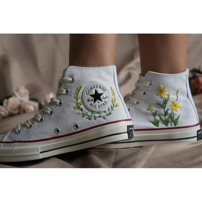 Custom Embroidery Shoes, Flower Converse, Women Shoes, Wedding Gift