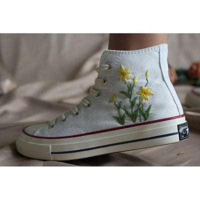 Custom Embroidery Shoes, Flower Converse, Women Shoes, Wedding Gift