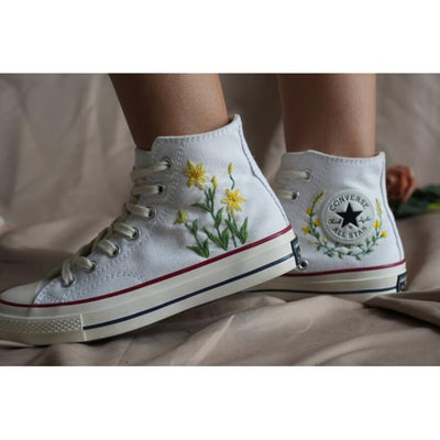 Custom Embroidery Shoes, Flower Converse, Women Shoes, Wedding Gift