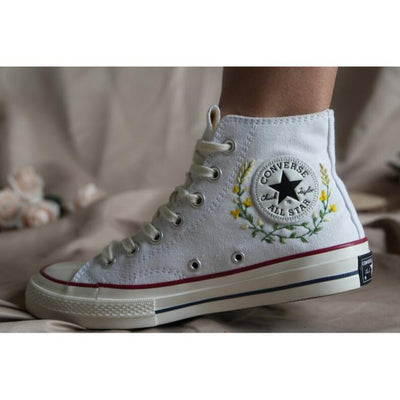 Custom Embroidery Shoes, Flower Converse, Women Shoes, Wedding Gift