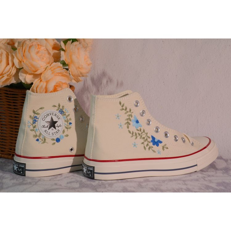 Custom Embroidery Converse, Converse High Neck Floral Embroidery