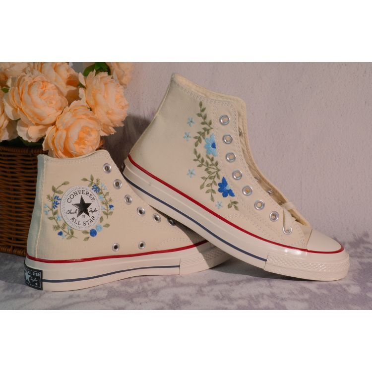 Custom Embroidery Converse, Converse High Neck Floral Embroidery