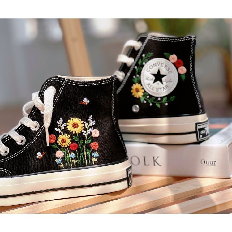 Converse Pet,Floral Converse,Embroidered Converse,Garden Of Sunflowers