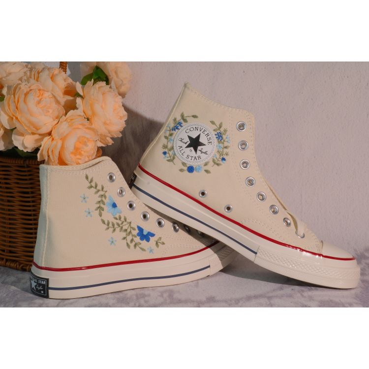 Custom Embroidery Converse, Converse High Neck Floral Embroidery