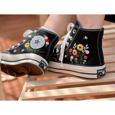 Converse Pet,Floral Converse,Embroidered Converse,Garden Of Sunflowers