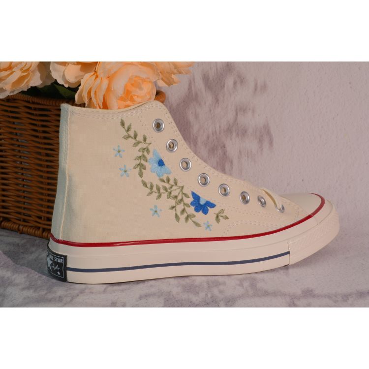 Custom Embroidery Converse, Converse High Neck Floral Embroidery