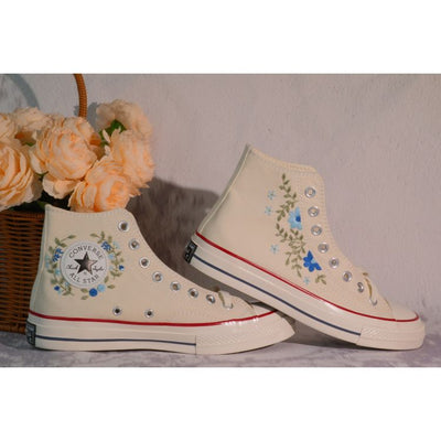 Custom Embroidery Converse, Converse High Neck Floral Embroidery