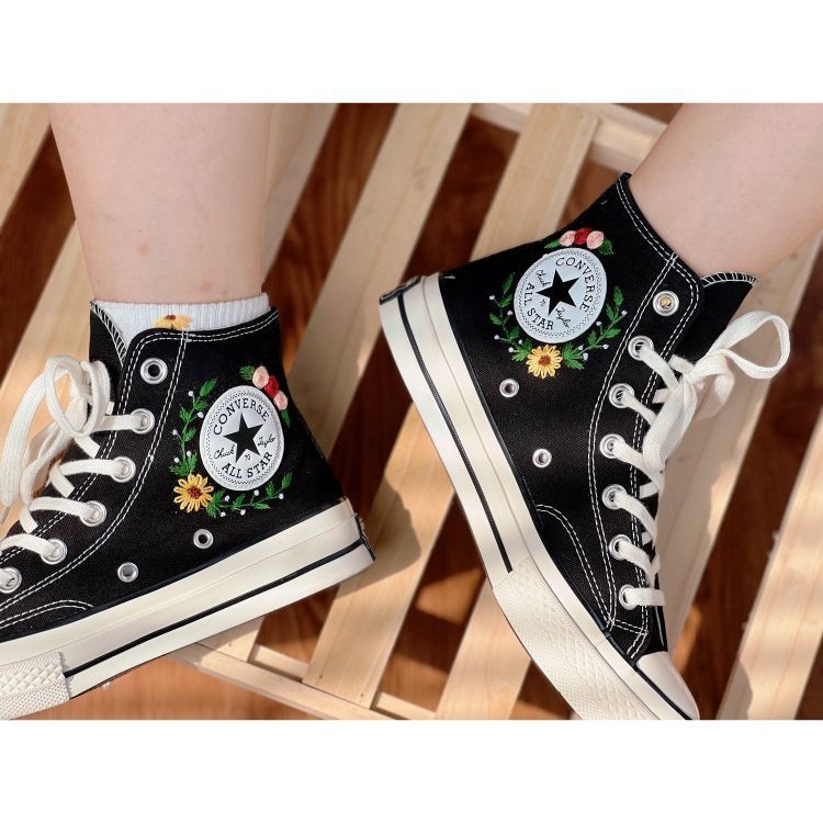 Converse Pet,Floral Converse,Embroidered Converse,Garden Of Sunflowers