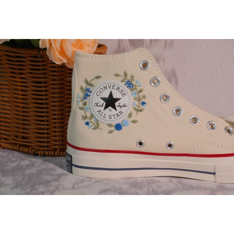 Custom Embroidery Converse, Converse High Neck Floral Embroidery