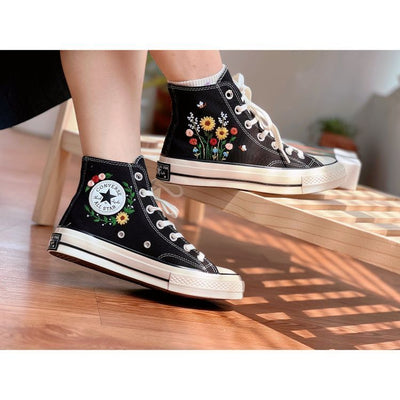 Converse Pet,Floral Converse,Embroidered Converse,Garden Of Sunflowers