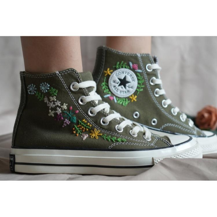 Custom Embroidery Shoes, Flower Converse, Women Shoes, Wedding Gift