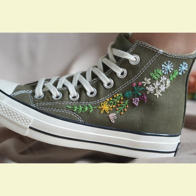 Custom Embroidery Shoes, Flower Converse, Women Shoes, Wedding Gift