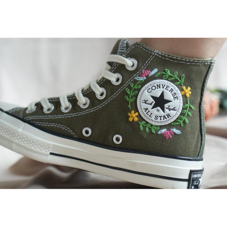 Custom Embroidery Shoes, Flower Converse, Women Shoes, Wedding Gift