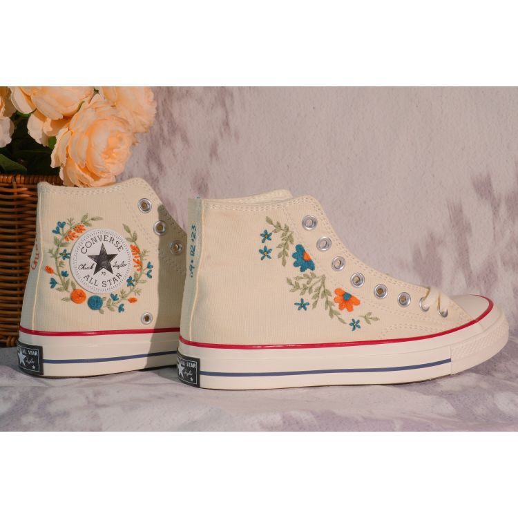 Custom Embroidery Converse, Converse High Neck Floral Embroidery