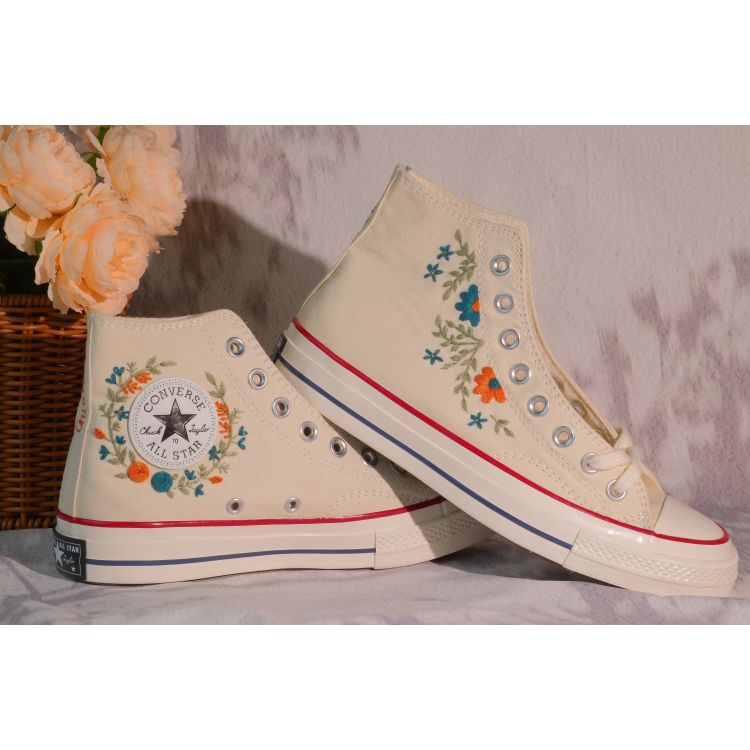 Custom Embroidery Converse, Converse High Neck Floral Embroidery