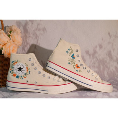 Custom Embroidery Converse, Converse High Neck Floral Embroidery