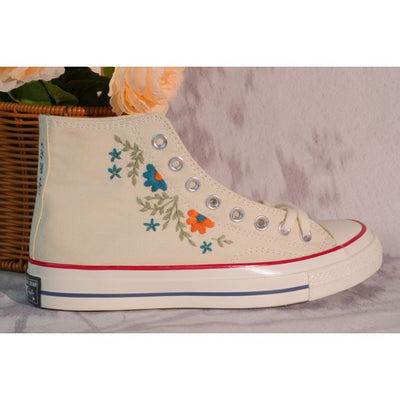 Custom Embroidery Converse, Converse High Neck Floral Embroidery