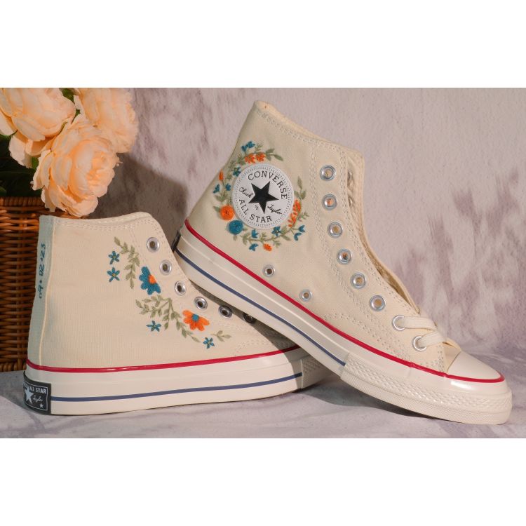 Custom Embroidery Converse, Converse High Neck Floral Embroidery