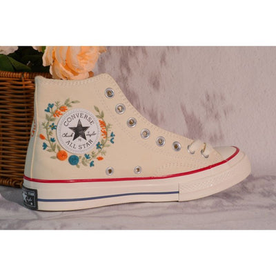 Custom Embroidery Converse, Converse High Neck Floral Embroidery