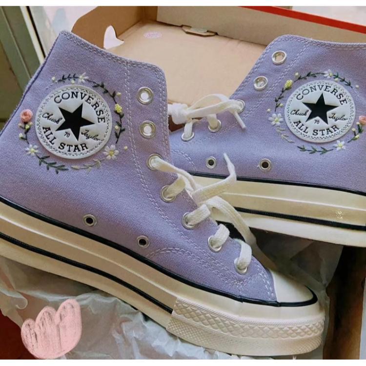 Custom Embroidery Shoes, Flower Converse, Women Shoes, Wedding Gift