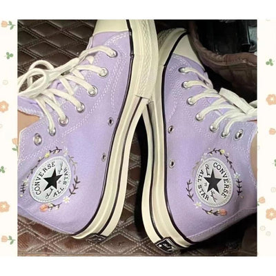 Custom Embroidery Shoes, Flower Converse, Women Shoes, Wedding Gift