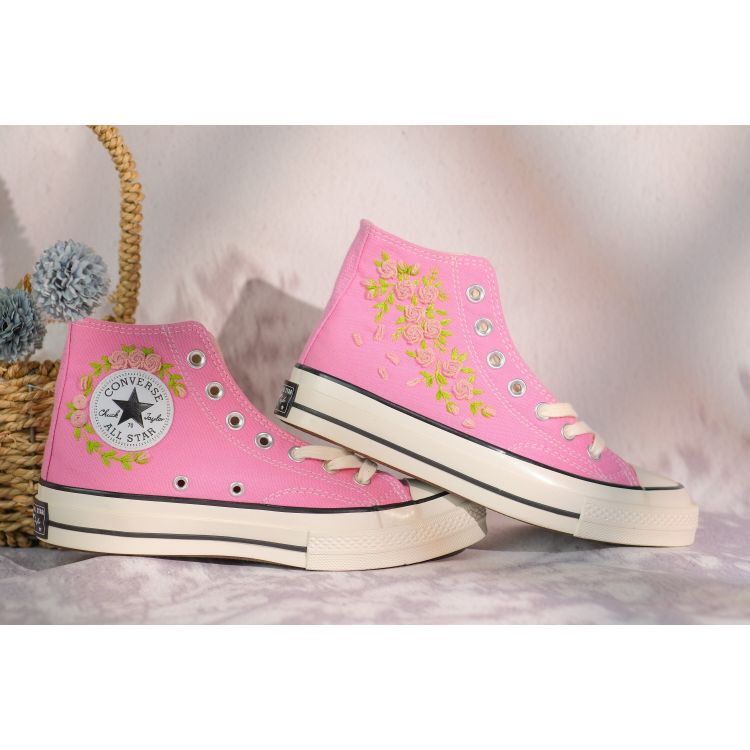 Custom Embroidery Converse, Converse High Neck Floral Embroidery