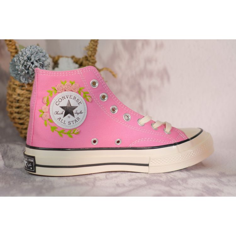 Custom Embroidery Converse, Converse High Neck Floral Embroidery