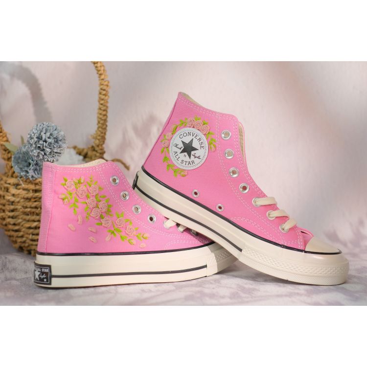 Custom Embroidery Converse, Converse High Neck Floral Embroidery