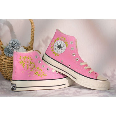 Custom Embroidery Converse, Converse High Neck Floral Embroidery