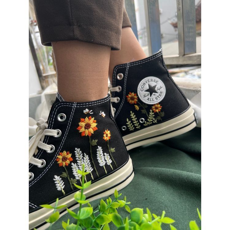 Converse High Tops, Custom Converse Garden Of Reeds And Sunflowers