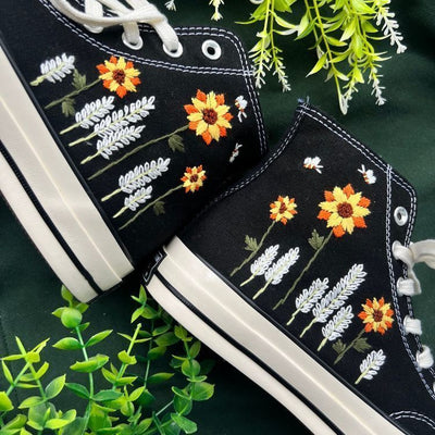 Converse High Tops, Custom Converse Garden Of Reeds And Sunflowers