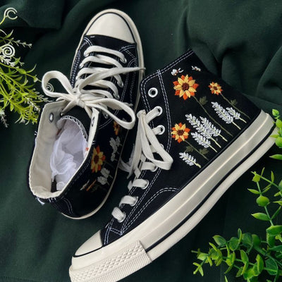 Converse High Tops, Custom Converse Garden Of Reeds And Sunflowers