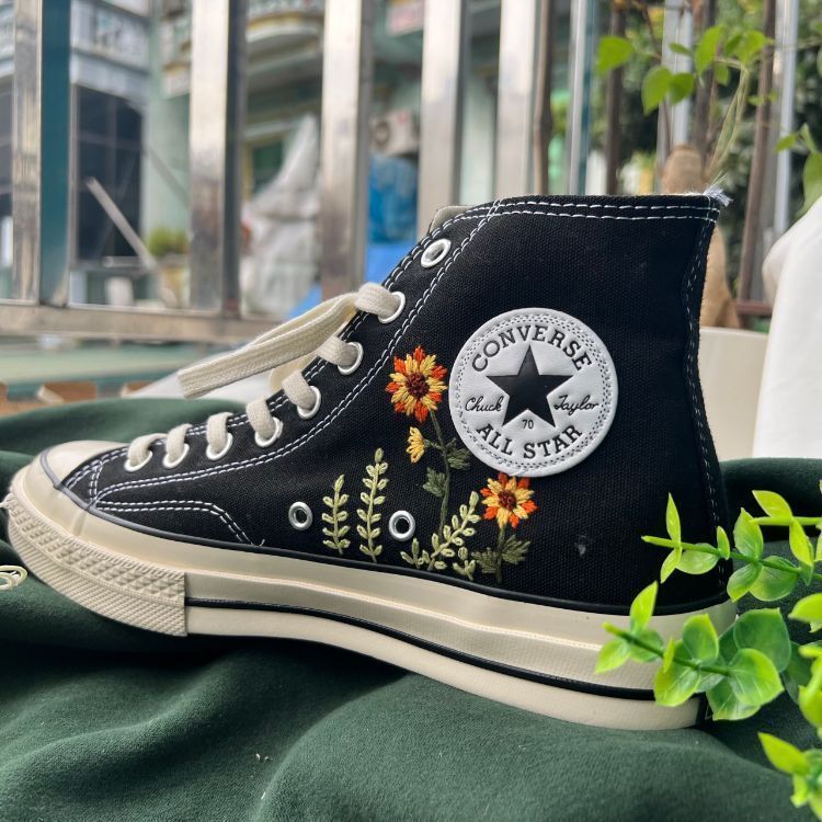 Converse High Tops, Custom Converse Garden Of Reeds And Sunflowers