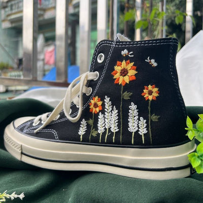 Converse High Tops, Custom Converse Garden Of Reeds And Sunflowers