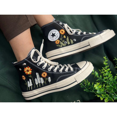 Converse High Tops, Custom Converse Garden Of Reeds And Sunflowers