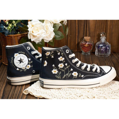 Converse embroidered shoes, Converse custom small flower